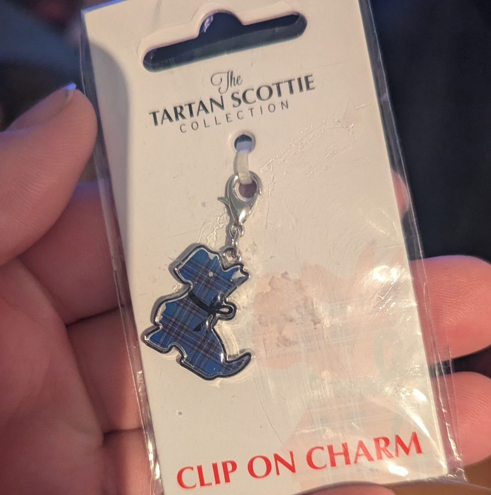 Tartan Scottie Blue Clip On Charm